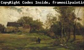 Charles-Francois Daubigny Landschap met boerderijen en bomen.